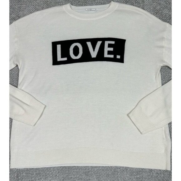 Brit Ny Sweater Womens Medium Cream‎ Black Love Cashmere Blend - Picture 3 of 10